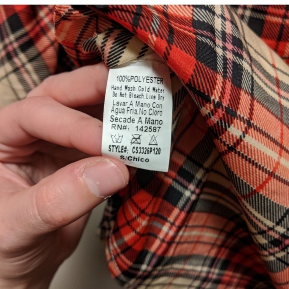 Akira plaid silky blouse size small - Picture 6 of 6